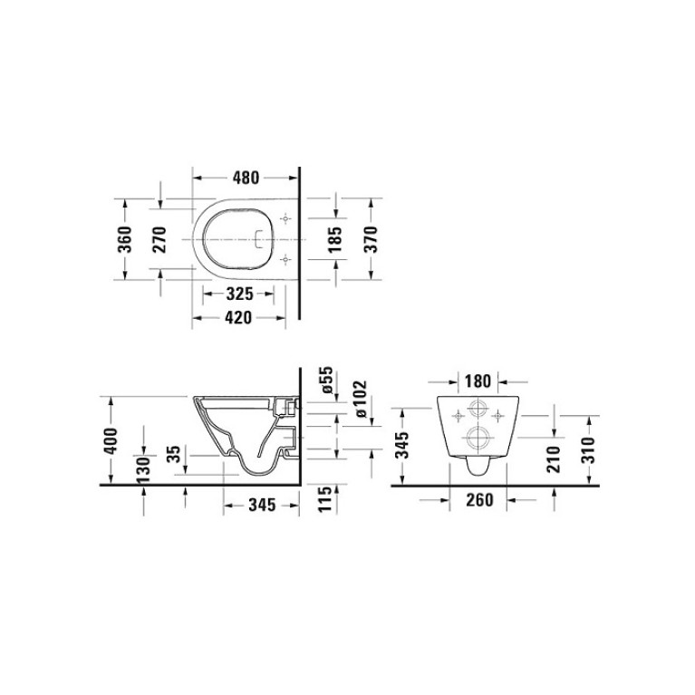 Duravit D-Neo Унитаз подвесной  480 mm цвет белый глянцевый (Спец.цена из наличия)
