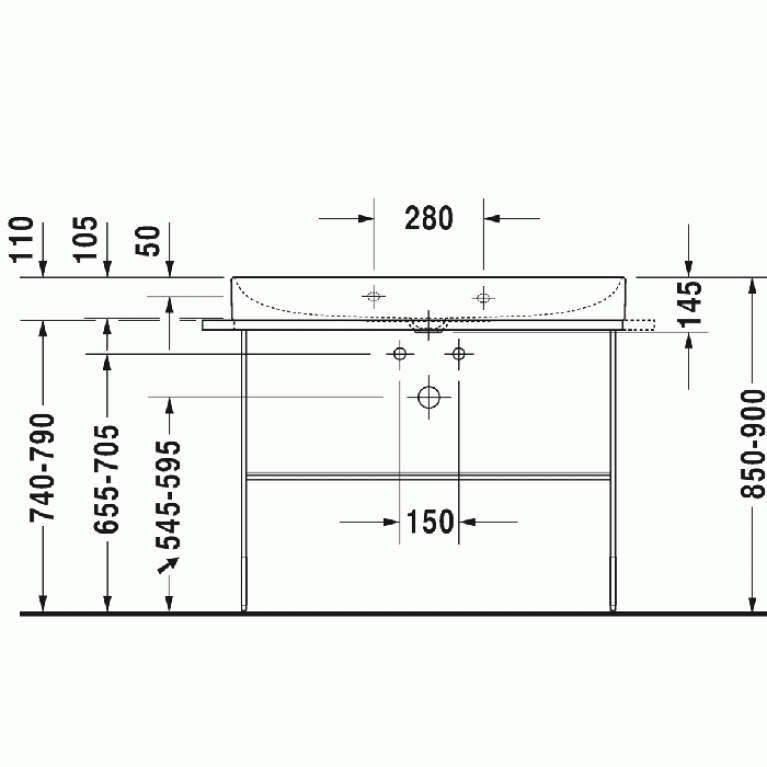 Duravit DuraSquare Стеклянная полка в Металлическая консоль для раковины 235310, White