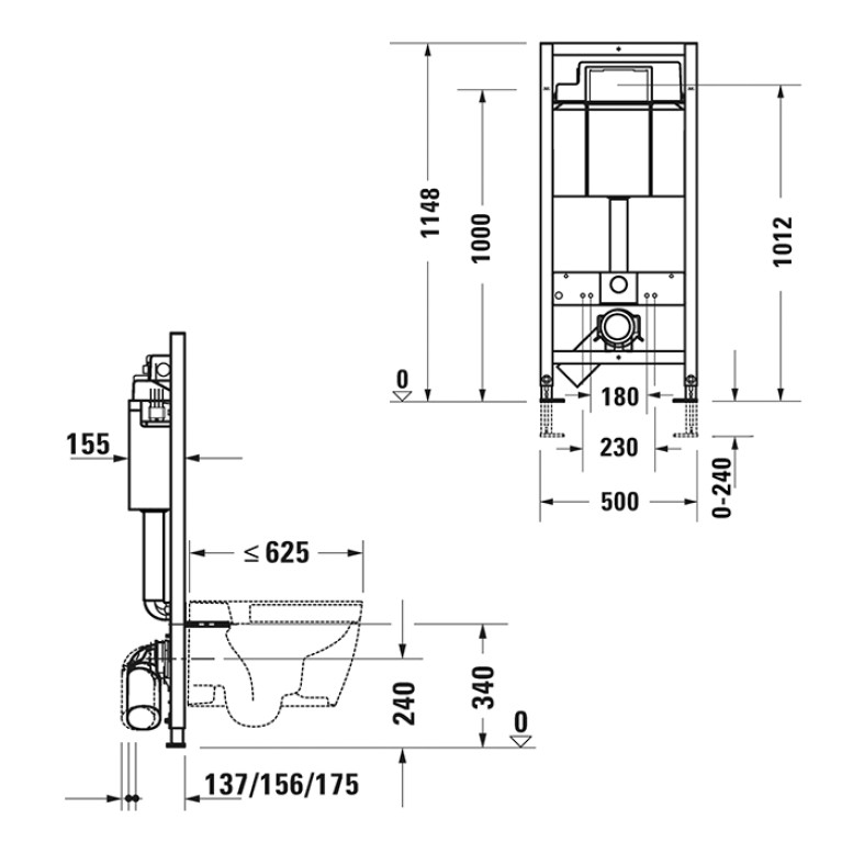 Duravit DuraSystem Рама для установки подвесного унитаза Basic, 1148x500x155 мм (Спец.цена из наличия)