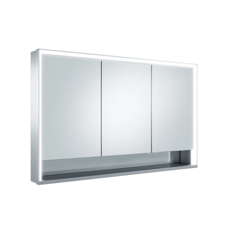 Keuco ROYAL LUMOS Зеркальный шкаф 1200x735x130мм 3-дверный-двустор. зеркало, IP&nbsp;24 c плавным закр., корпус:  алюминий анодированный