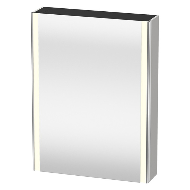Duravit XSquare Шкаф зеркальный 600х156 мм, 1 зерк дверца, 2 стекл полки, 1 дер полка, 1 выкл, 1 розетка, цвет Скандинавский белый шелковисто-матовый
