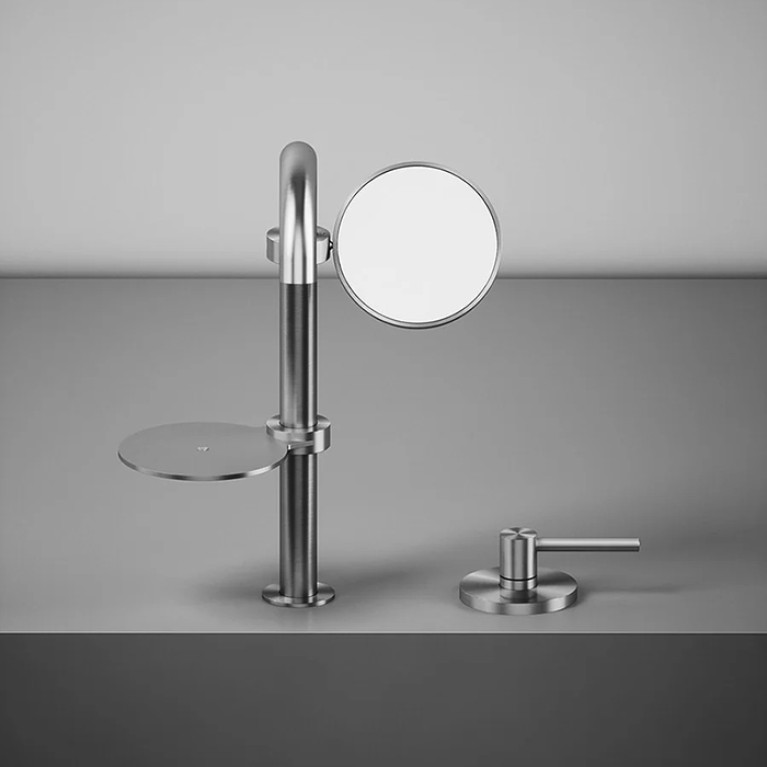 QuadroDesign Аксессуары QA003AS Регулируемое косметическое зеркало для излива или душевой штанги, цвет Brushed Stainless Steel