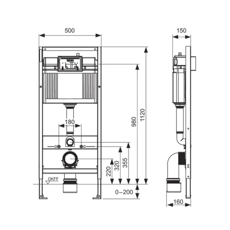 TECE Комплект (4в1) TECEbase 3.0 c кронштейнами, звукоизоляция, панель смыва TECEloop белая глянцевая (латунный вентиль)