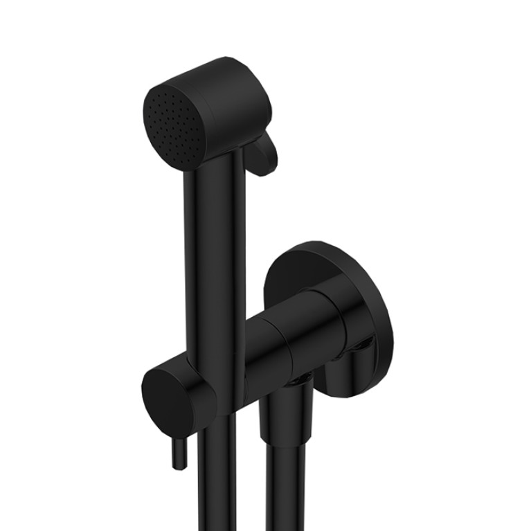 Ritmonio Toilet accessories Гигиенический душ с лейкой из латуни, шлангом 800mm,  с держателем и запорным краном, цвет: Brushed Black Chrome