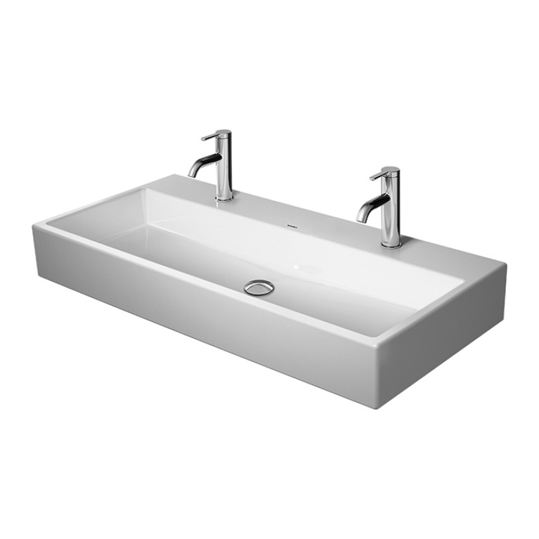 Duravit Vero Air Раковина 100cm,  без перелива, с площадкой,  c 2 отв. под смеситель, Цвет белый