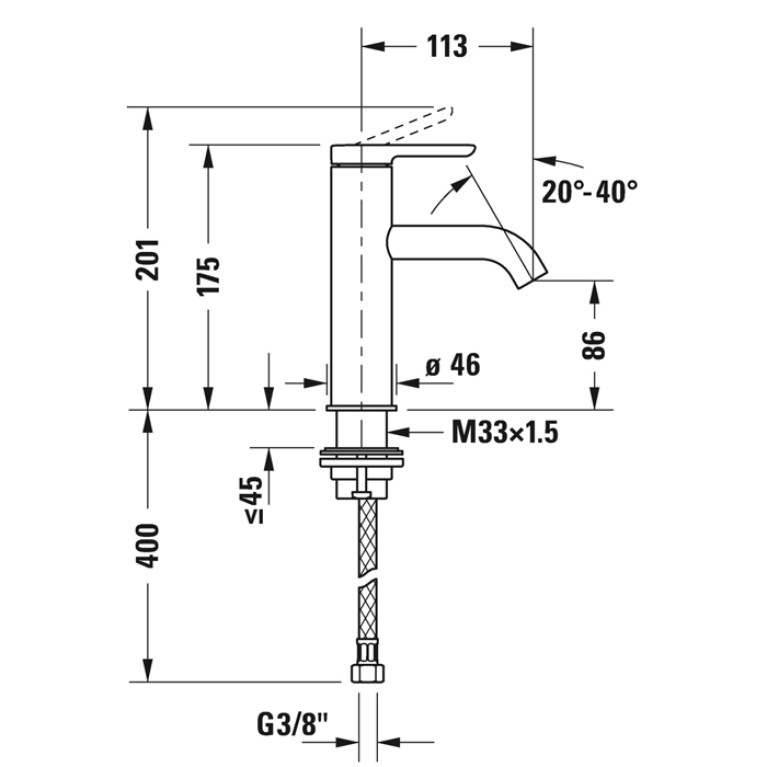 Duravit C.1 Смеситель для раковины на 1 отв., излив 113мм, цвет: хром