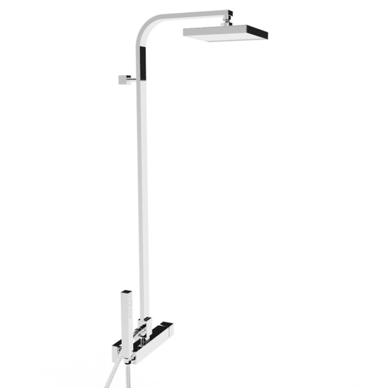 Stella Bamboo Quadro Душевой комплект 3283/420/306-200: смеситель, штанга+ручной+верхний душ 200мм, цвет: хром