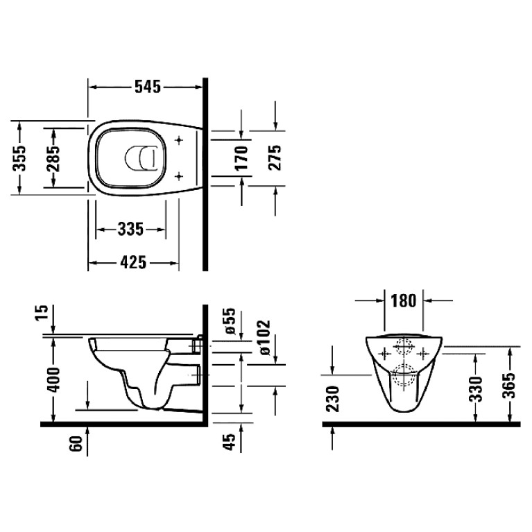 Duravit Сет D-Code с микролифтом состоит из: унитаз подвесной 25350900002 + сиденье- микролифт  0067390000 (Спец.цена из наличия)