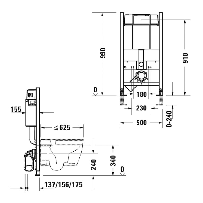 Duravit DuraSystem Рама для установки подвесного унитаза Basic 99 см, 990x500x155 мм