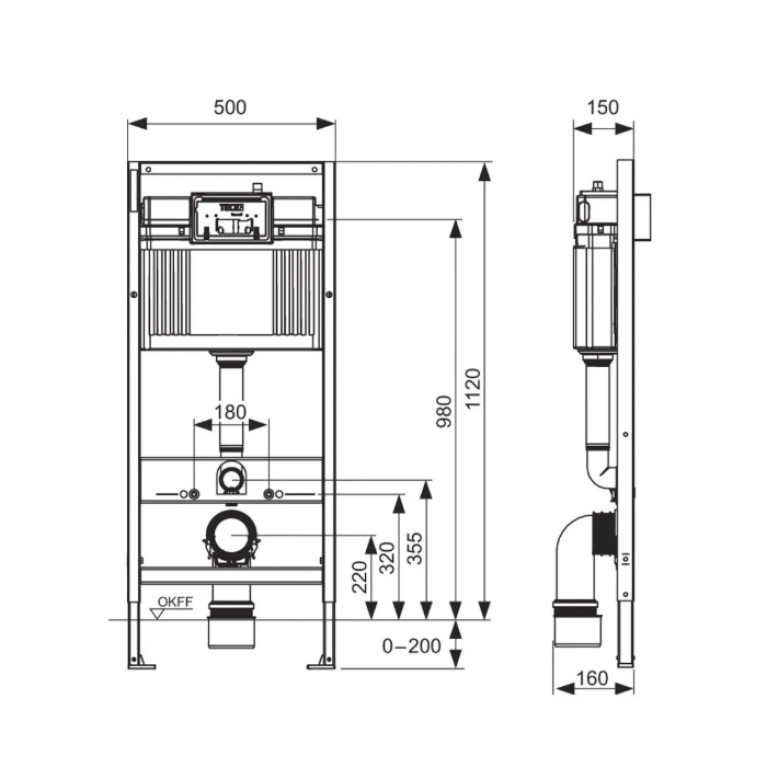 TECE Комплект (4в1) TECEbase 3.0 c кронштейнами, звукоизоляция, панель смыва TECEnow белая матовая (латунный вентиль)