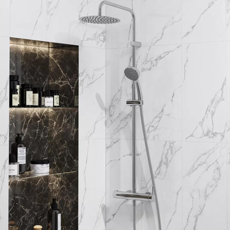 Kerama Marazzi Душевая колонна NOTA на 2 потока с механическим смесителем с ручным душем на 5 режимов, хром