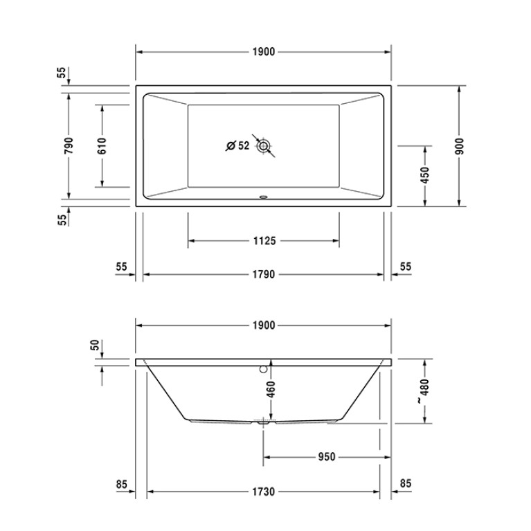 Duravit Vero Air Ванна 1900x900мм, цвет белый, на каркасе, Air-System