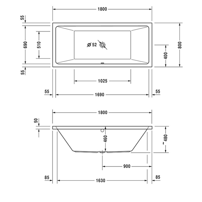 Duravit Vero Air Ванна 1800x800мм, цвет белый, на каркасе, Air-System