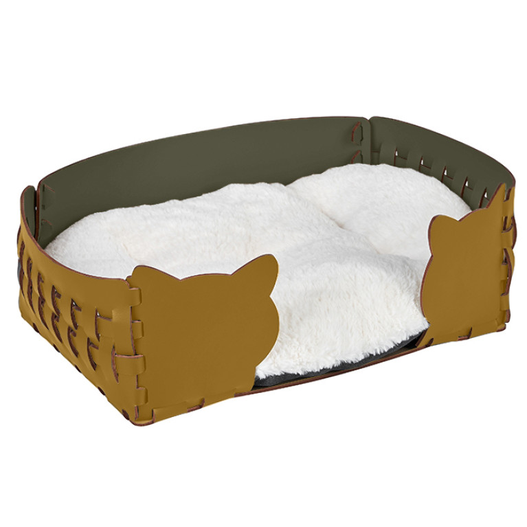 ADJ Лежанка Cat, 45х30хН15 см., цвет: горчичный/оливковый