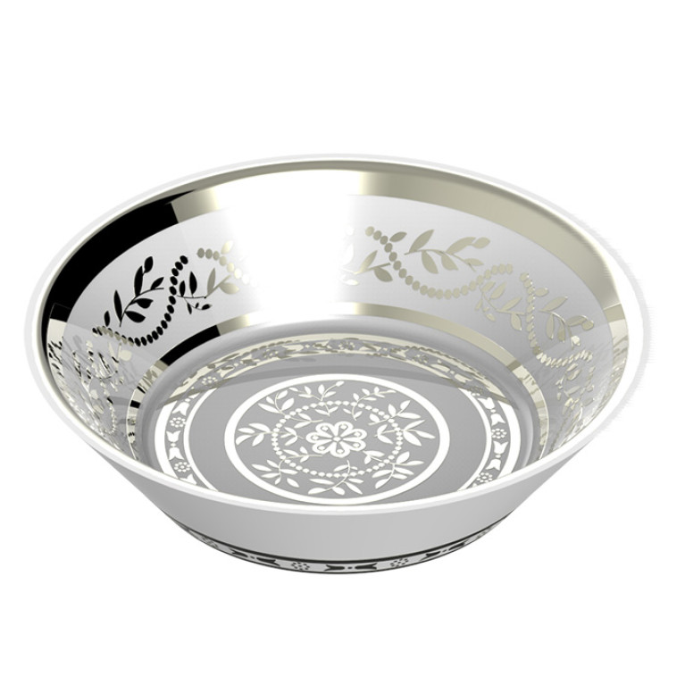 THG MARQUISE BLANC DECOR PLATINE Блюдо керамическое &oslash;130 мм., настольное, декор платина, цвет белый