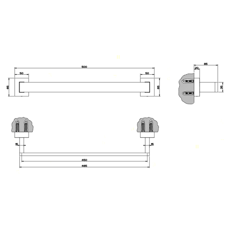 Gessi Rettangolo Поручень 45см для ванны или душа, цвет: хром