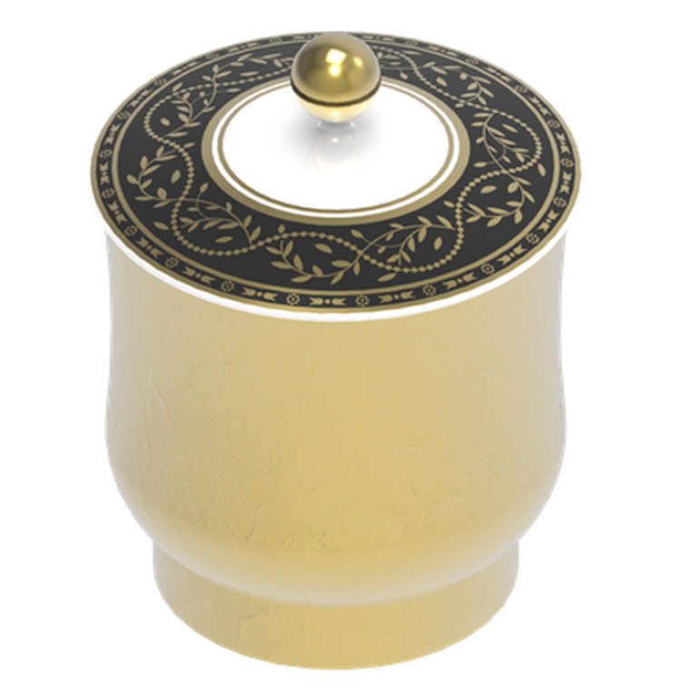 THG MARQUISE NOIR DECOR OR Китайская лакированная коробка с белой керамической крышкой &Oslash;94 мм., small size, декор черный/золото, цвет золото