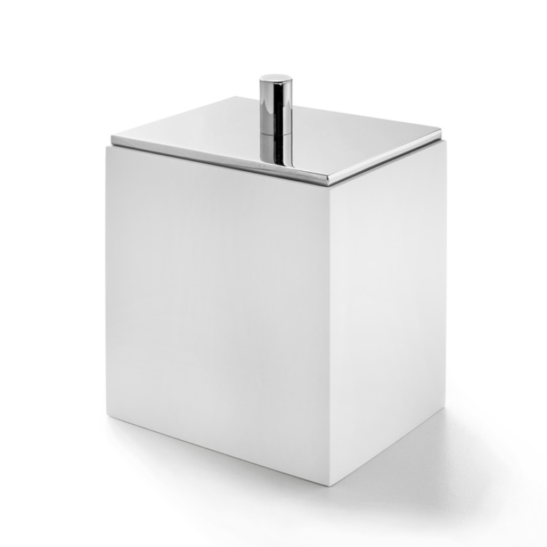 3SC Bemood White  Контейнер для ватных дисков 10*12,5*8см, цвет белый/Satin Nickel