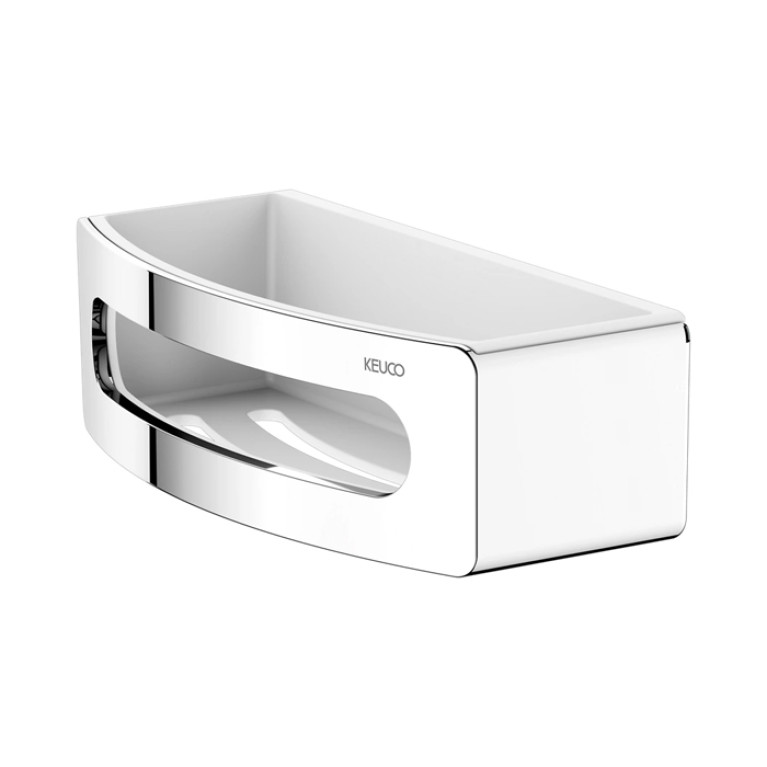 Keuco ELEGANCE Полочка для душа, съемная вставка из пластика (стойкая к мылу, небьющаяся и нечувств. к УФ), скрытый крепеж в к-те цвет: белый/хром