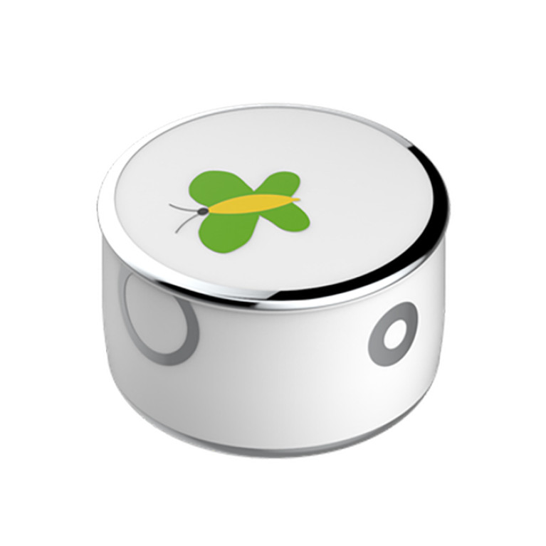 THG CAPUCINE VERT DECOR PLATINE Коробка для таблеток керамическая, круглая &oslash;55 мм., настольная, декор платина/зеленый, цвет белый