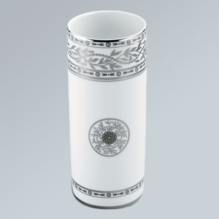 THG MARQUISE BLANC DECOR PLATINE Ваза керамическая, настольная, декор платина, цвет белый