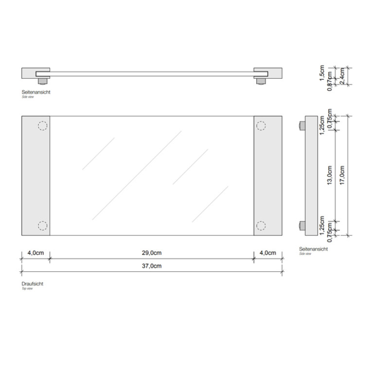 Decor Walther Classic Tab 37 Лоток универсальный 37x17см, прозрачное стекло, цвет: золото матовое