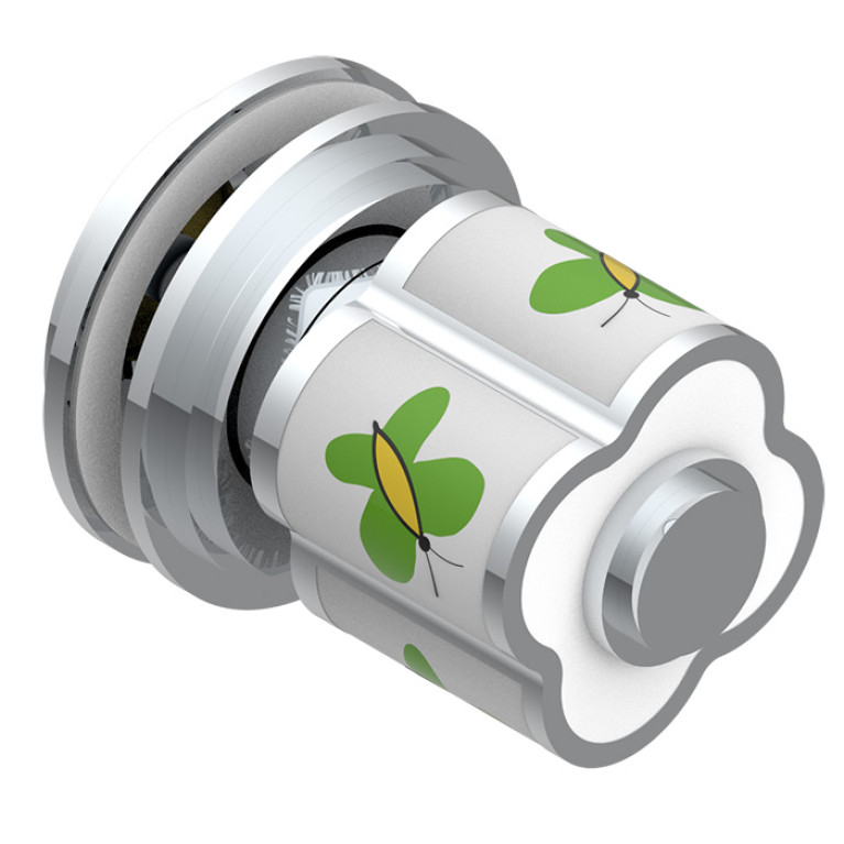 THG CAPUCINE VERT DECOR PLATINE Ручка дверная одинарная, декор платина/зеленый, цвет хром