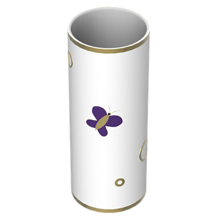THG CAPUCINE MAUVE DECOR OR Ваза керамическая, настольная, декор золото/лиловый, цвет белый