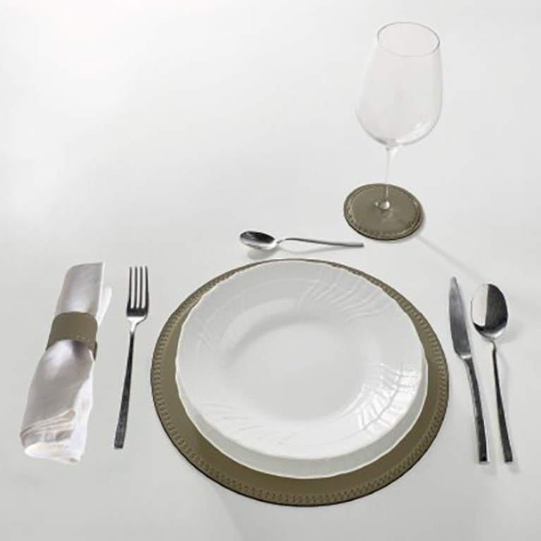 3SC Meridien Коврик настольный круглый из гладкой кожи d30хh0,5 см, цвет Tortora