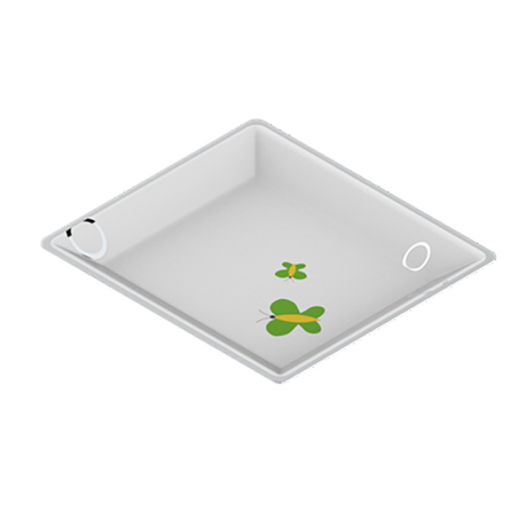 THG CAPUCINE VERT DECOR PLATINE Поднос керамический 220х198 мм., настольный, large size, декор платина/зеленый, цвет белый