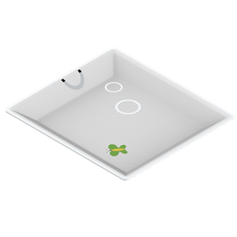 THG CAPUCINE VERT DECOR PLATINE Поднос керамический 171х154 мм., настольный, middle size, декор платина/зеленый, цвет белый