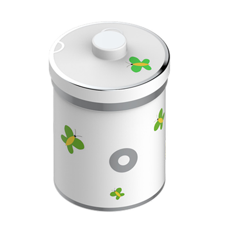 THG CAPUCINE VERT DECOR PLATINE Банка керамическая с крышкой, настольная, декор платина/зеленый, цвет белый