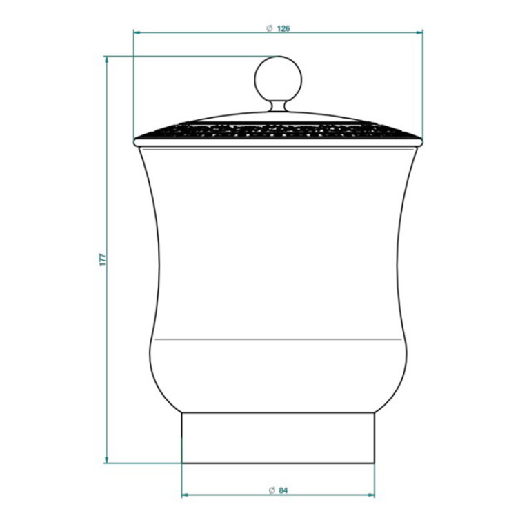 THG MARQUISE BLANC DECOR PLATINE Китайская лакированная коробка с белой керамической крышкой &Oslash;126 мм., middle size, декор платина, цвет серебро