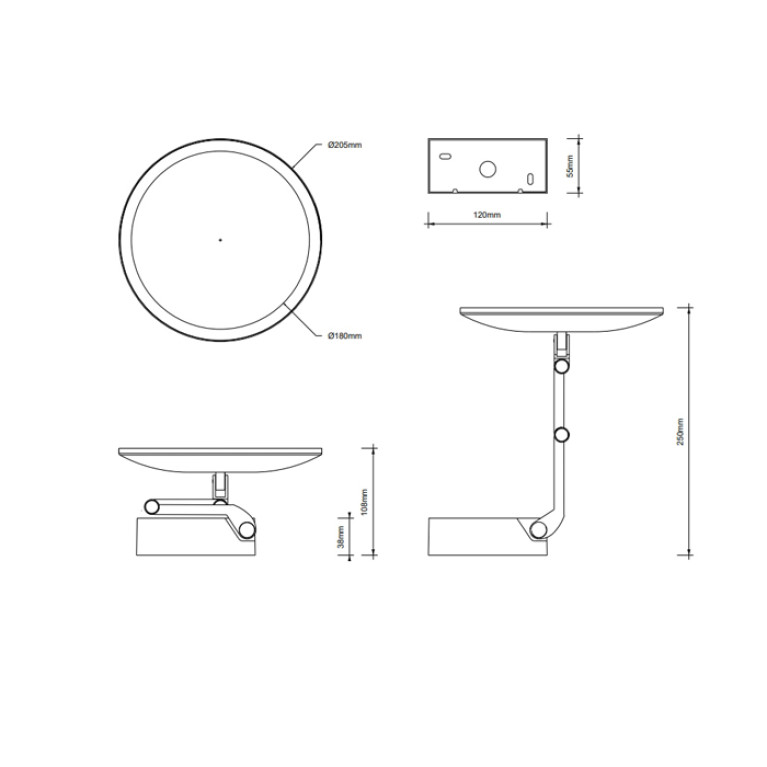 Decor Walther VISION R Косметическое зеркало, черный матовый