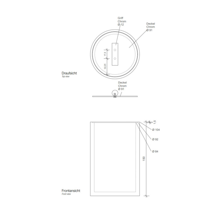 DECOR WALTHER STONE DMD L Контейнер с крышкой &Oslash;100х165 мм., цвет белый/хром