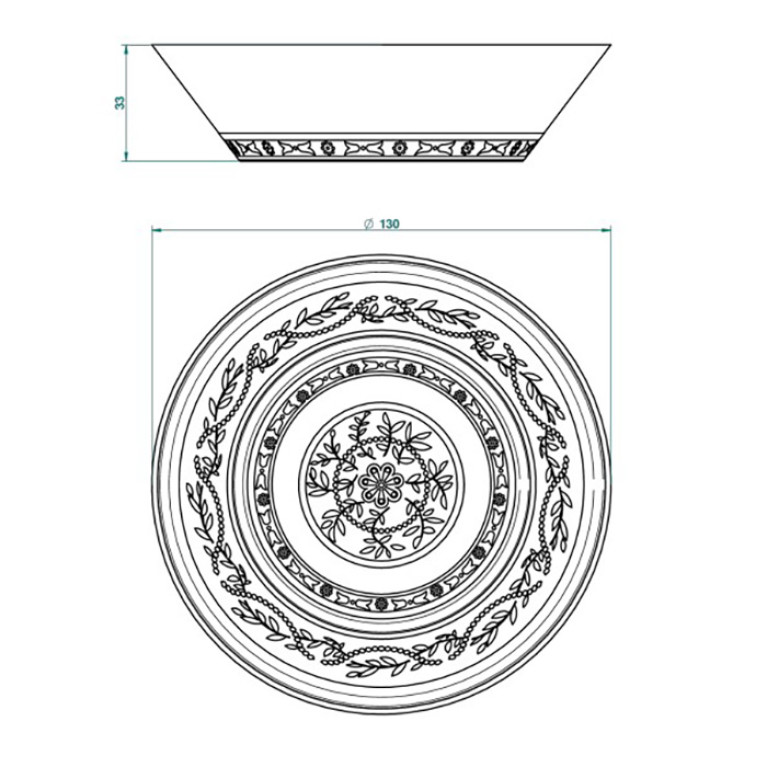 THG MARQUISE BLANC DECOR PLATINE Блюдо керамическое &oslash;130 мм., настольное, декор платина, цвет белый