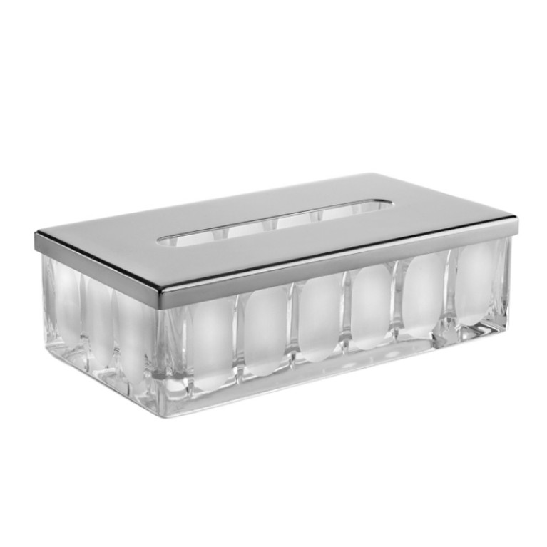 3SC MONTBLANC Контейнер для бумажных салфеток, 23х12,5хh7 см, настольный, цвет: полупрозрачный хрусталь/хром