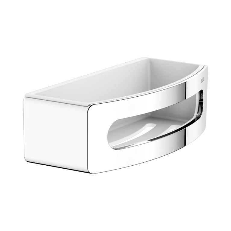 Keuco ELEGANCE Полочка для душа, съемная вставка из пластика (стойкая к мылу, небьющаяся и нечувств. к УФ), скрытый крепеж в к-те цвет: белый/хром