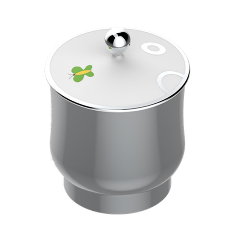 THG CAPUCINE VERT DECOR PLATINE Китайская лакированная коробка с белой керамической крышкой &Oslash;94 мм., small size, декор платина/зеленый, цвет платина