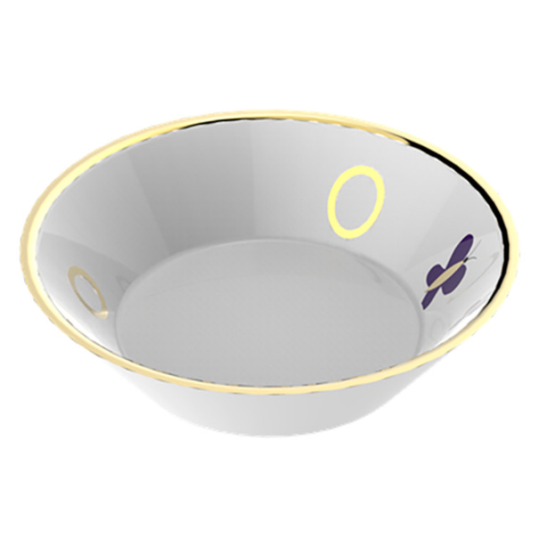 THG CAPUCINE MAUVE DECOR OR Блюдо керамическое &oslash;130 мм., настольное, декор золото/лиловый, цвет белый