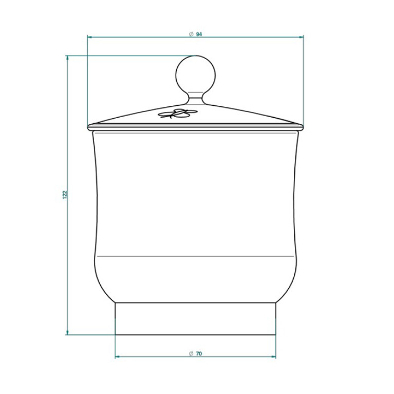 THG CAPUCINE VERT DECOR PLATINE Китайская лакированная коробка с белой керамической крышкой &Oslash;94 мм., small size, декор платина/зеленый, цвет платина