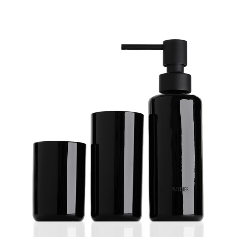 DECOR WALTHER POP UP Набор: стакан, дозатор, держатель зубных щеток, стекло, цвет черный