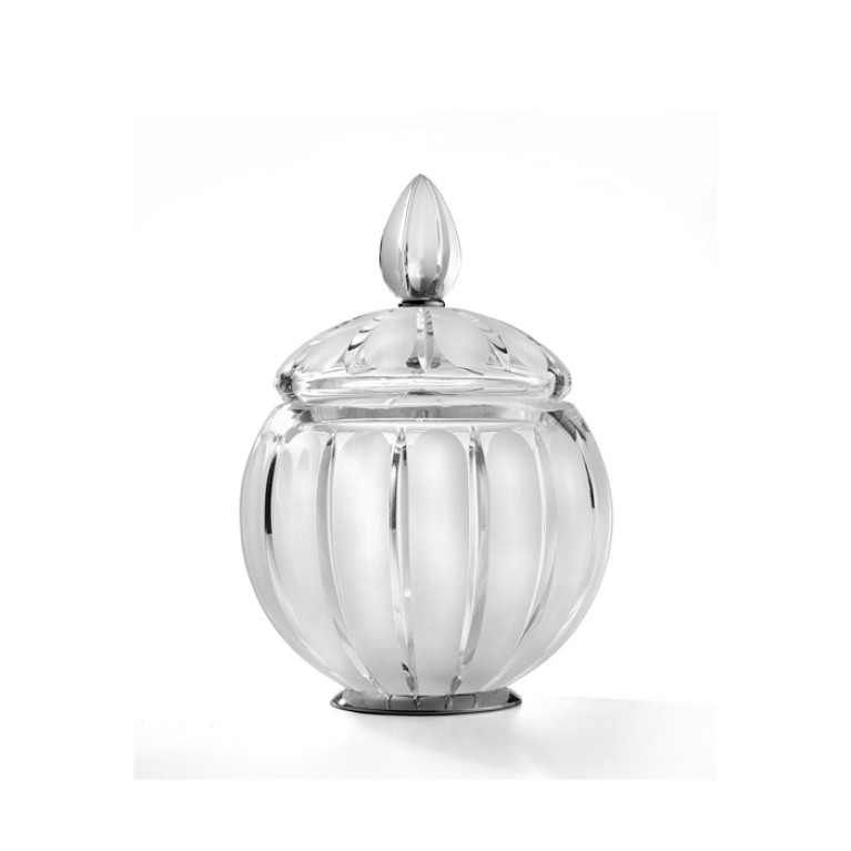 3SC MONTBLANC Баночка универсальная, D12хh18 см, с крышкой, настольная, цвет: прозрачный хрусталь/хром