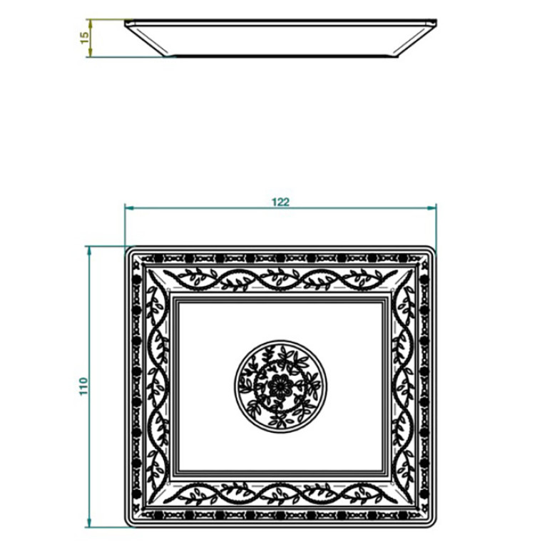 THG MARQUISE BLANC DECOR PLATINE Поднос керамический 122х110 мм., настольный, small size, декор платина, цвет белый