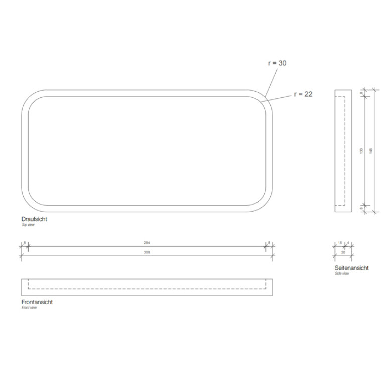 DECOR WALTHER STONE TAB Лоток 300x145х20 мм., цвет белый матовый