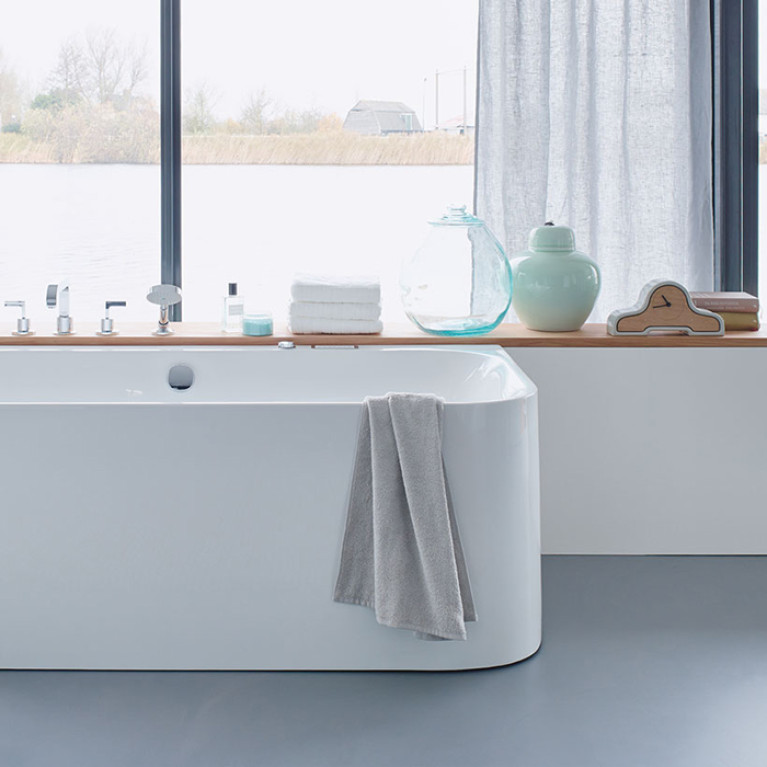 DURAVIT Happy D2 Ванна 1800х800 мм, угол слева  вариант с двумя наклонами для спины, с интегр акрилов панелью и ножками, цвет белый