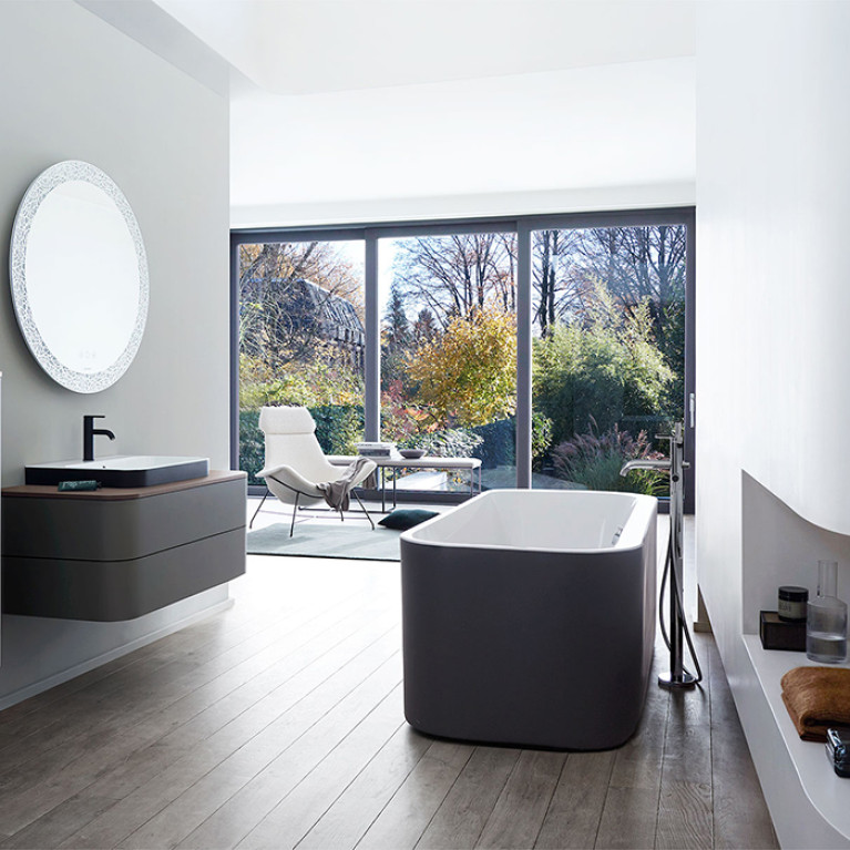 Duravit Happy D.2 Plus Ванна акриловая 1800х800мм, отдельностоящая, бесшовная панель,  цвет: graphite supermatt