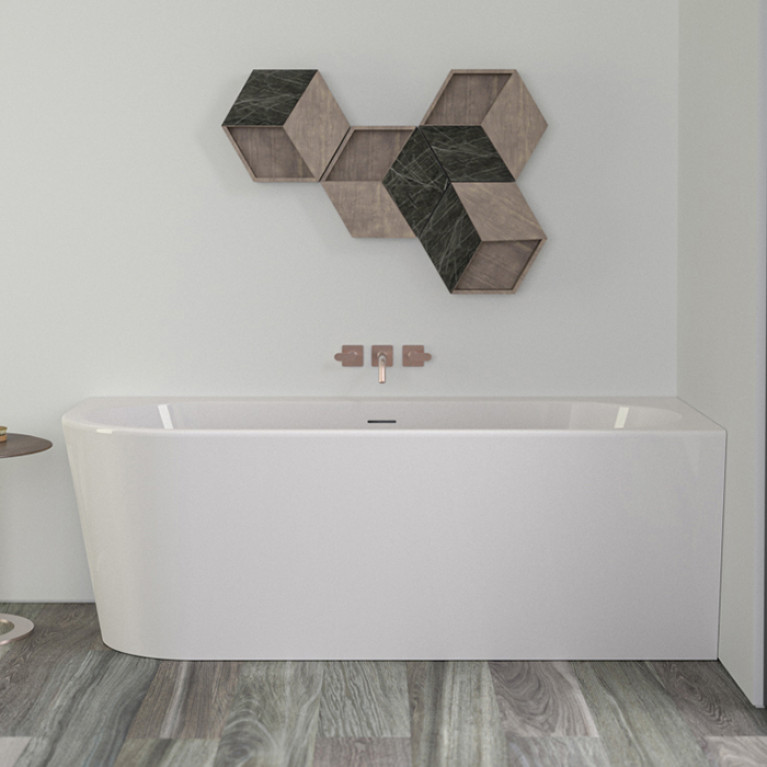 KNIEF WALL XS CORNER LEFT Ванна угловая 1650х750х580 мм., в правый угол, с интегрированной панелью, без слива-перелива, цвет белый