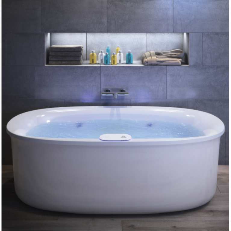 Jacuzzi Arga  Ванна 175x85x57 см отдельностоящая, Swirlpool Illumatherapy&trade;4 форсунки, подсветка Rainbow, цвет белый глянцевый