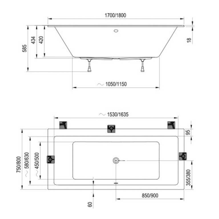 RAVAK Ванна FORMY 01 SLIM 170x75 белая